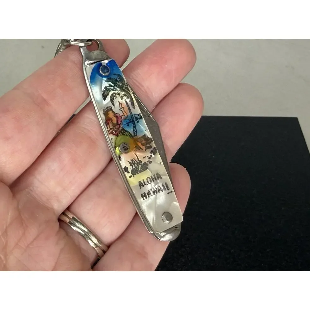 Vintage Aloha Hawaii Knife Key Chain Souvenir Made in U.S.A. Hawaiian Islands
